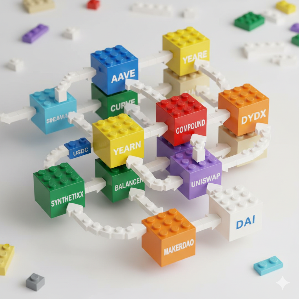 «Как конструктор LEGO, только из финансов: сервисы в DeFi можно соединять, чтобы создать собственную стратегию заработка.»