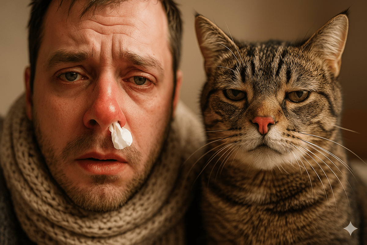    Может ли кошка заболеть от хозяина? Да, но не каждой болезнью.