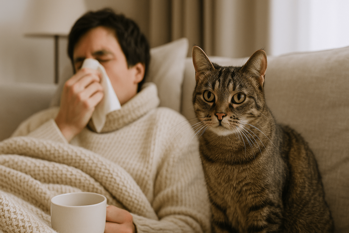    Кошки не подхватывают обычную простуду от человека, но у них бывают собственные респираторные болезни.