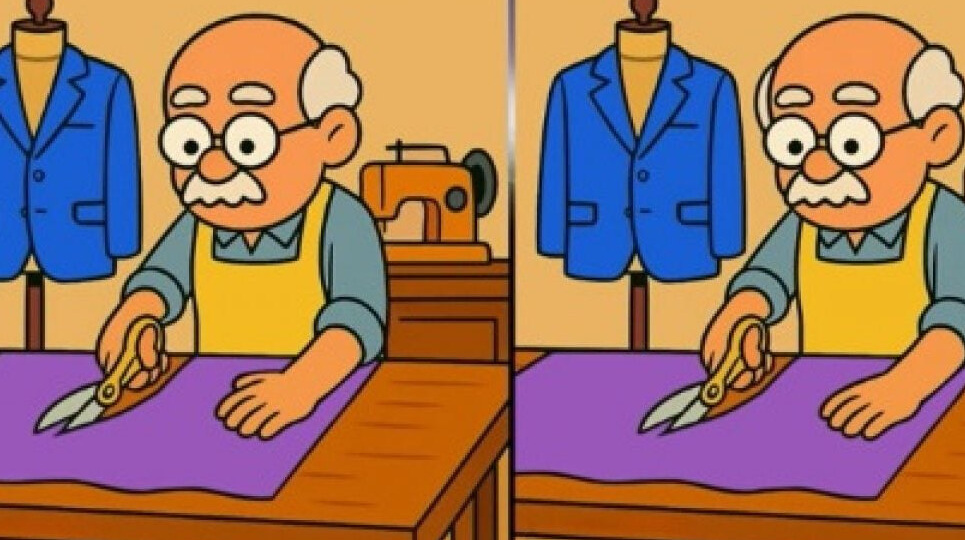 Между двумя картинками с портным есть 3 отличия. Сможете их отыскать?