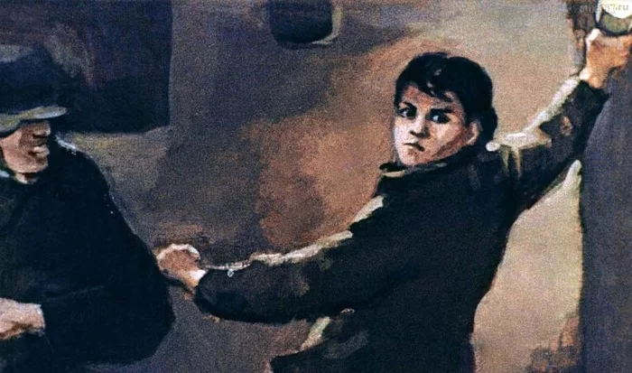 Иллюстрация из диафильма "Партизанка Лара"