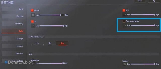    Настройки звука Arena Breakout