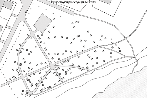 План Городского сада из курсовой работы Александры Петровны Ефатеровой, 2011