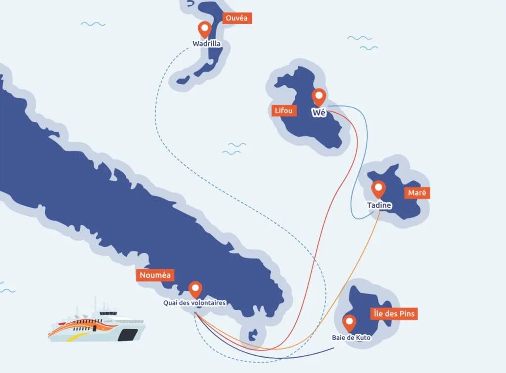 мы едем с большого острова, г. Нумеа на остров Ile des Pins