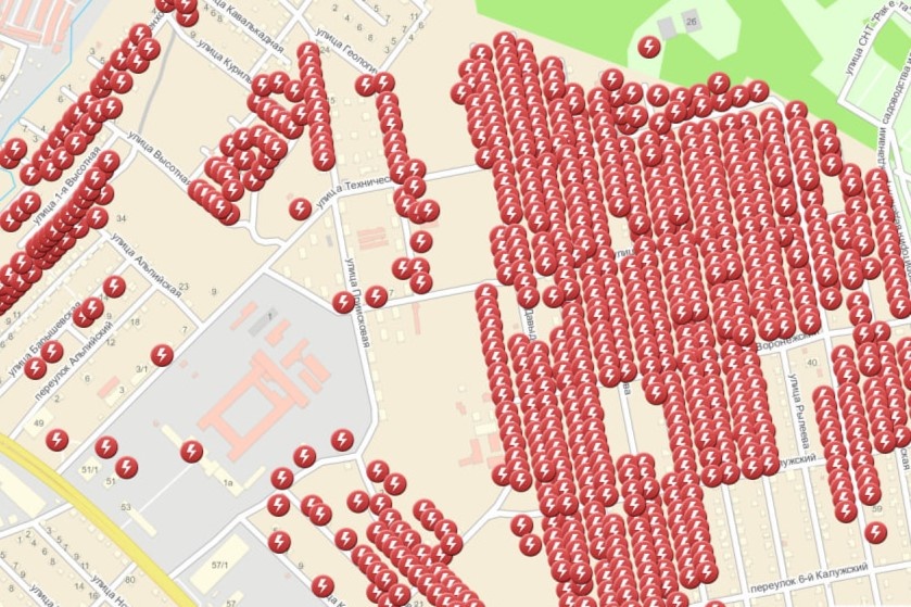    Фото: скрин карты отключений мэрии Новосибирска