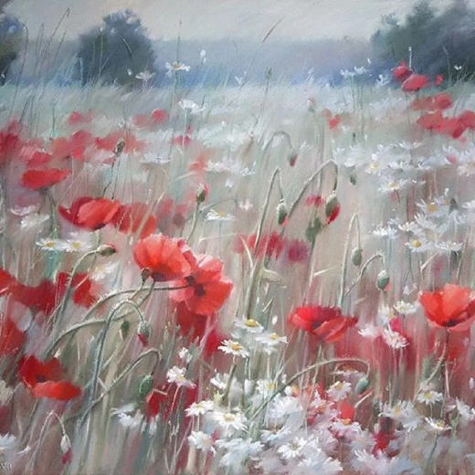 Прекрасные цветочные композиции и пейзажи природы пастелью художницы Ольги Абрамовой.