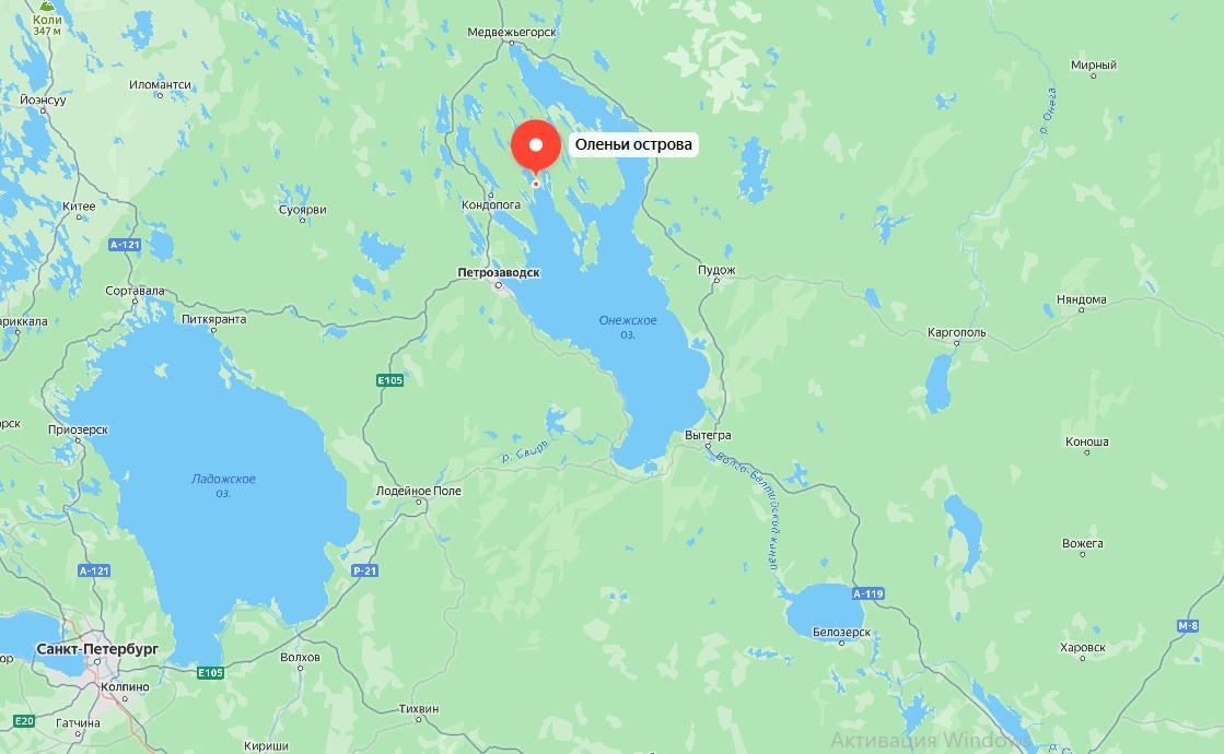 Оленьи острвоа на карте