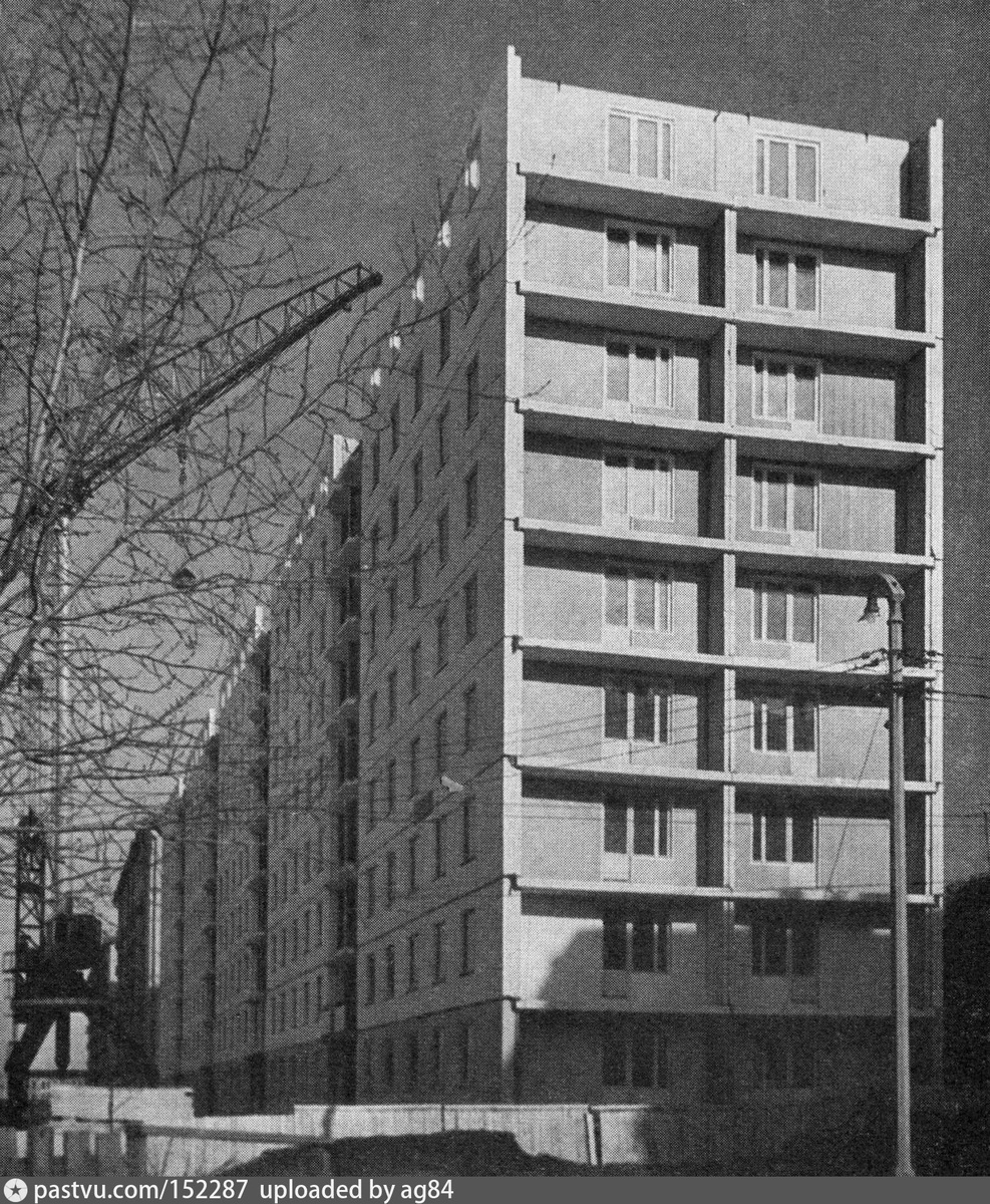 Строительство дома. Вид от 6-го Новоостанкинского проезда, 1964. С сайта www.pastvu.com.
