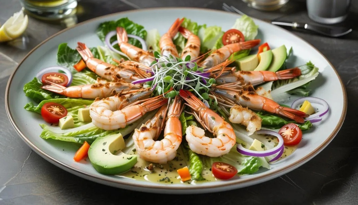 Салат с тигровыми креветками