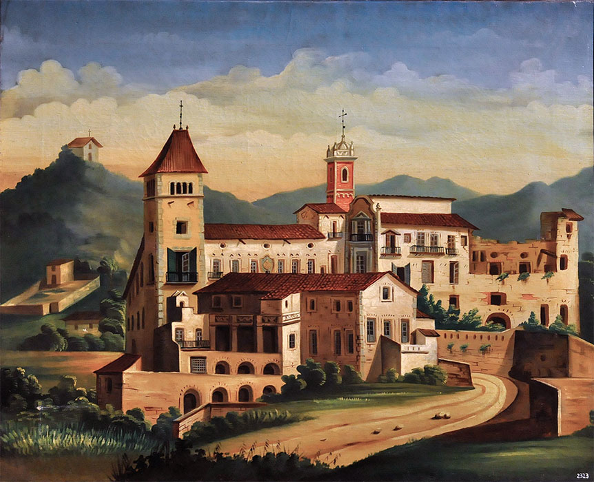 Сант-Жерони-де-ла-Муртра Вид на монастырь (неизвестный автор, 19 век) Музей Бадалона https://www.monestirs.cat/monst/bcn/ebn01murt.htm