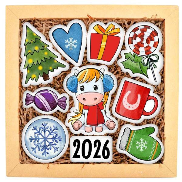 Фигурное печенье и пряники с цветной печатью на Новый год 2026