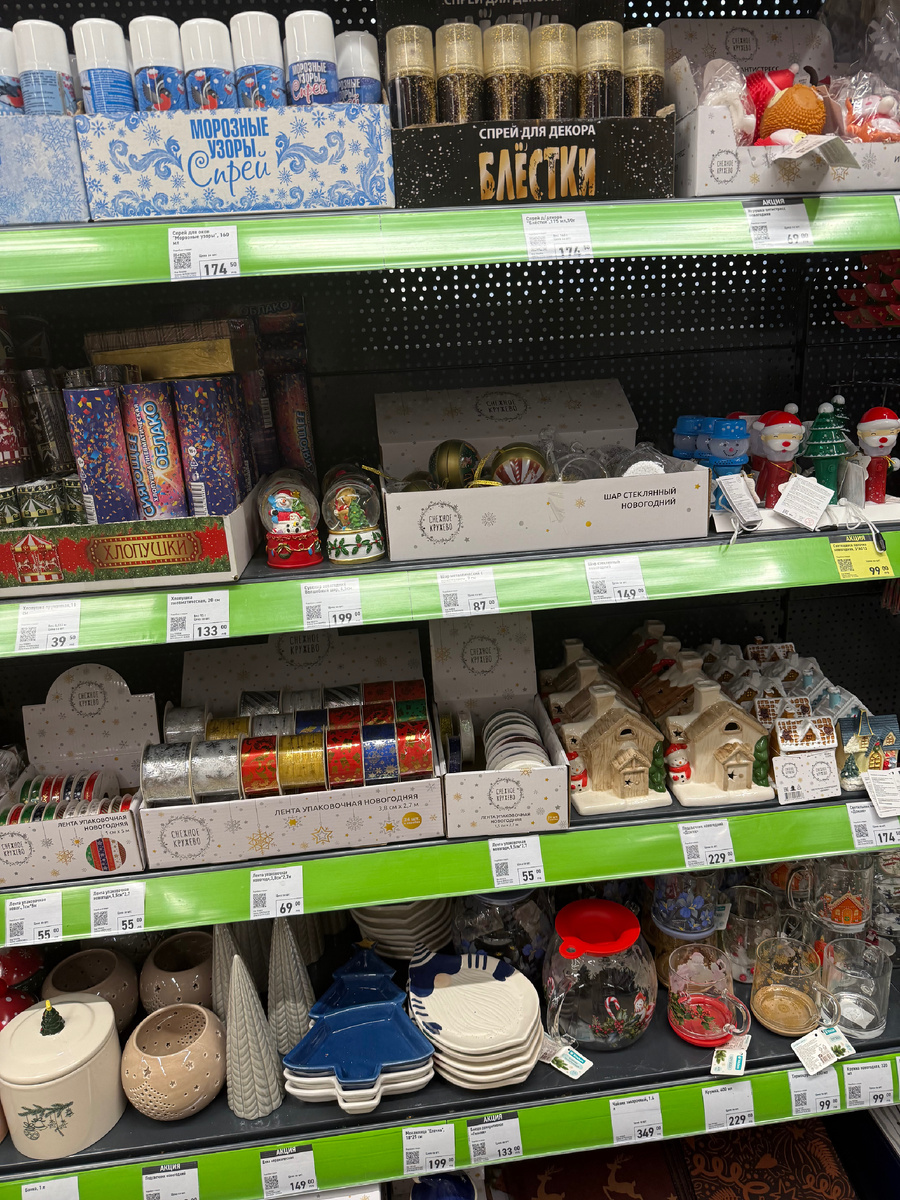 Фото автора. Полка с новогодними товарами