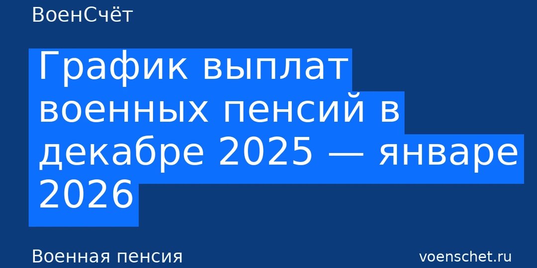 График выплат военных пенсий в декабре 2025 — январе 2026
