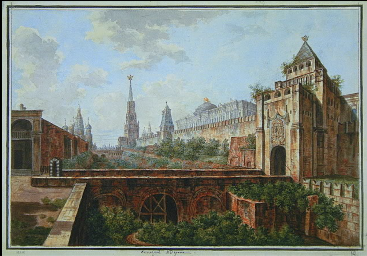 Никольские ворота Кремля и Алевизов ров. Алексеев, ученики. 1800-е годы.