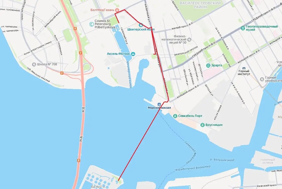    Примерная трасса коллектора. Фото: скрин Яндекс Карты