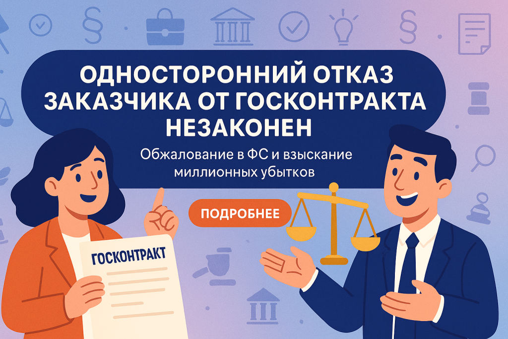    Односторонний отказ заказчика от госконтракта незаконен: обжалование в ФАС и взыскание миллионных убытков