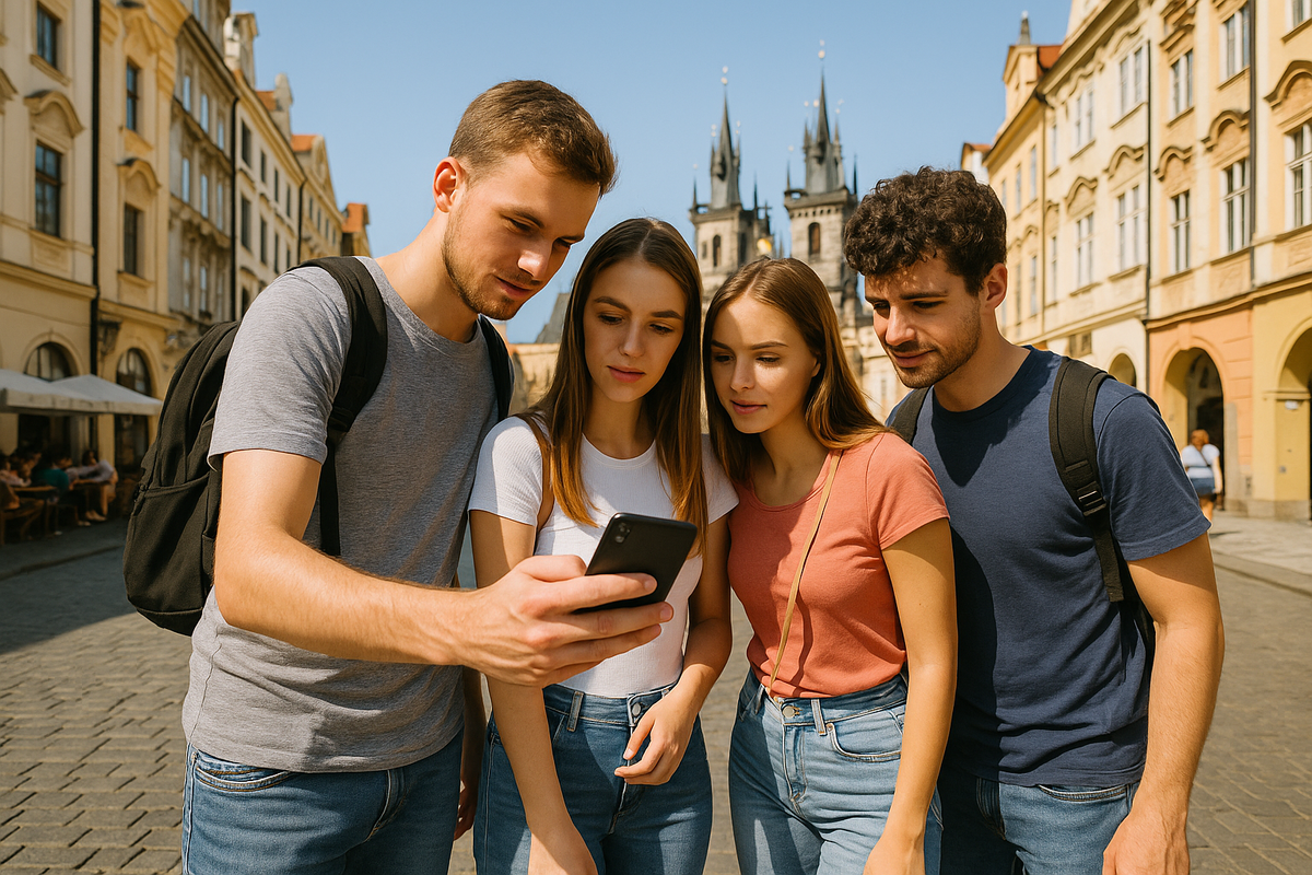 Туристы в Праге