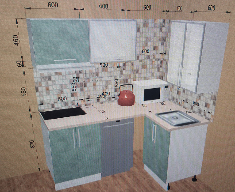 Вид кухни в онлайн конструкторе