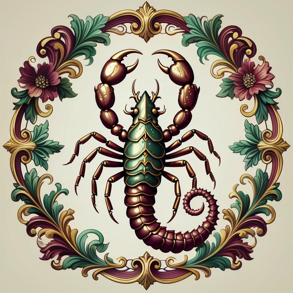 Знак Зодиака Скорпион. Иллюстрация сгенерирована нейросетью
