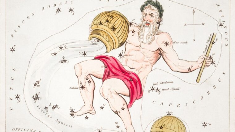 Иллюстрация с изображением Водолея, управителя 11-го дома.