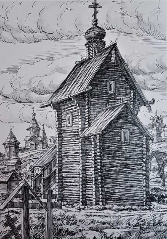 Первоначальный вид Храма Всех Святых на Кулишках (конец XIV в.). Поставили ее в честь победы на Куликовом поле 1380 г. Архитектурно-археологическая реконструкция. Авторы: А.Г. Векслер, Г.В. Борисевич. Рисунок В.Ю. Пирогова // hramkulishki.ru