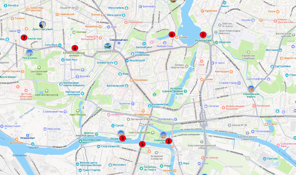 Карта с точками расположения хомлинов.