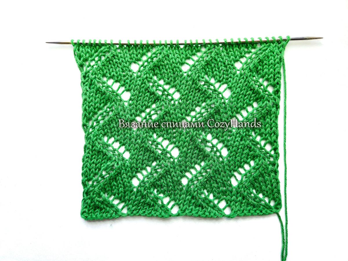 Красивый ажурный узор спицами