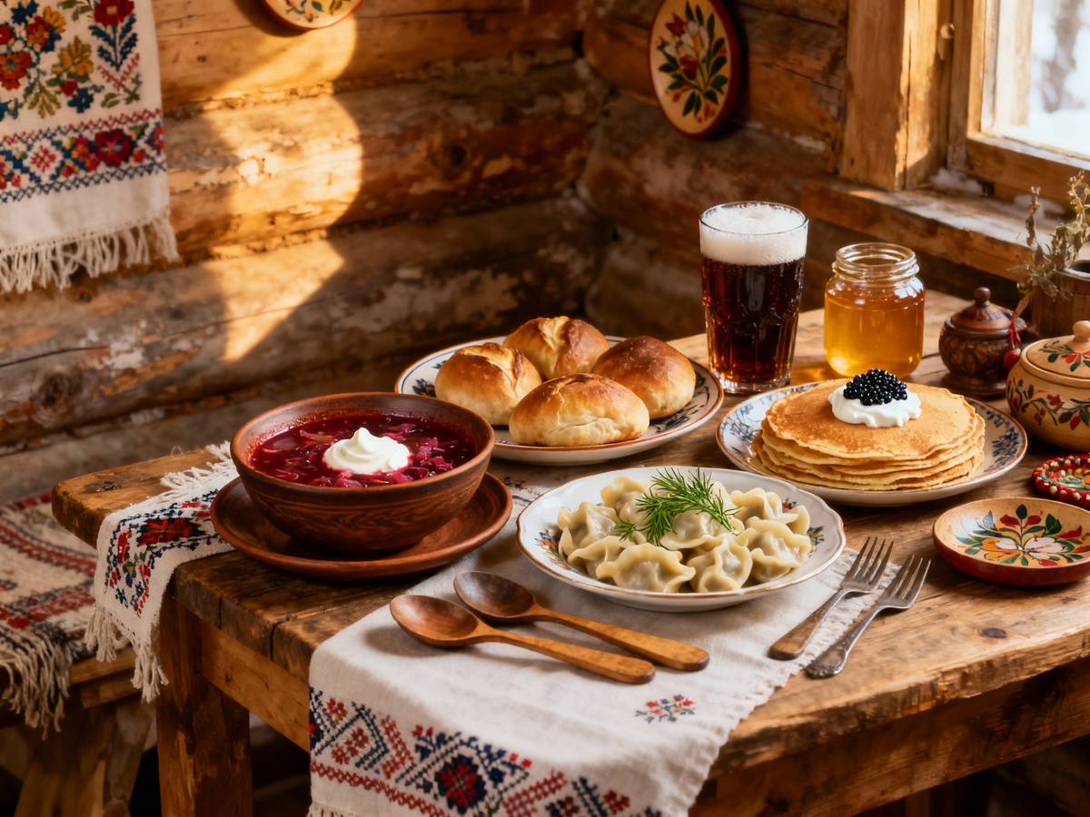 Традиционная русская кухня. Фото сгенерировано Perplexity