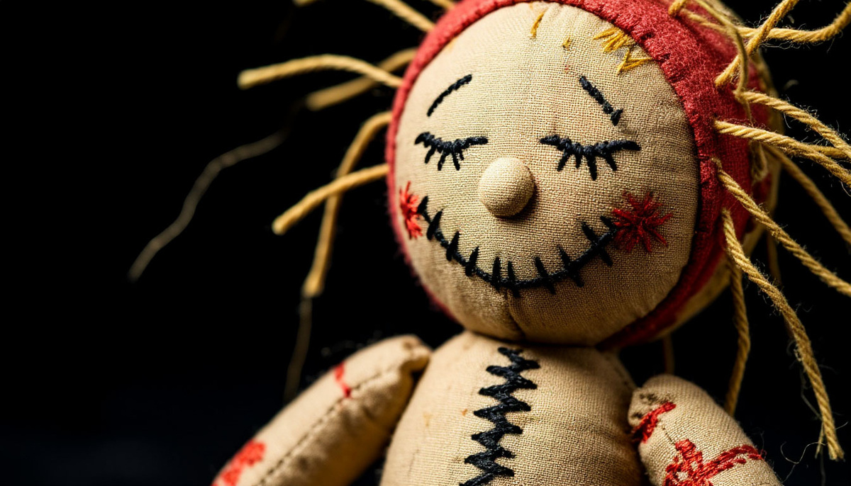 Кукла, приколотая к платью