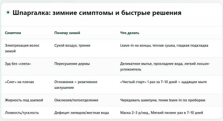 Зимние симптомы и решения