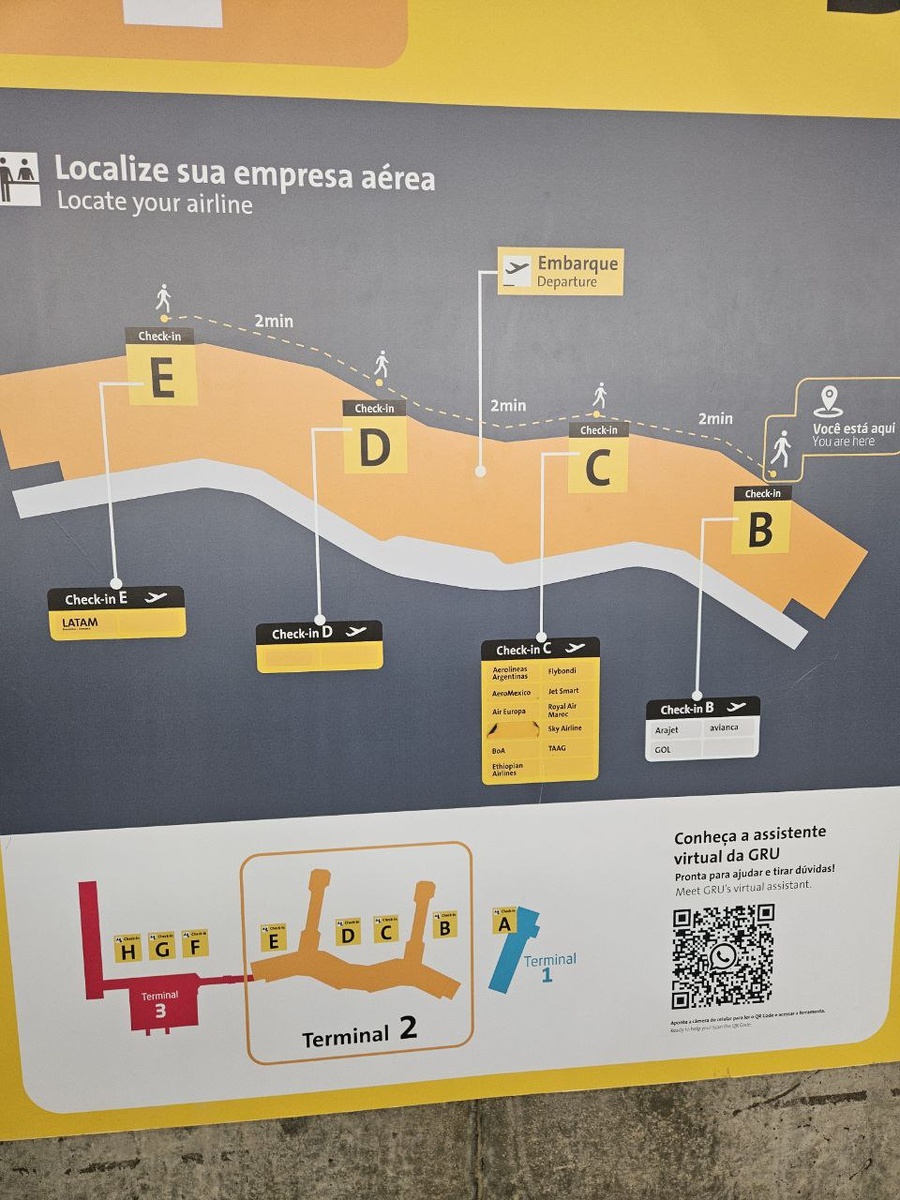 На территории аэропорта есть указатели, показывающие путь к другим терминалам, стойкам регистрации. 