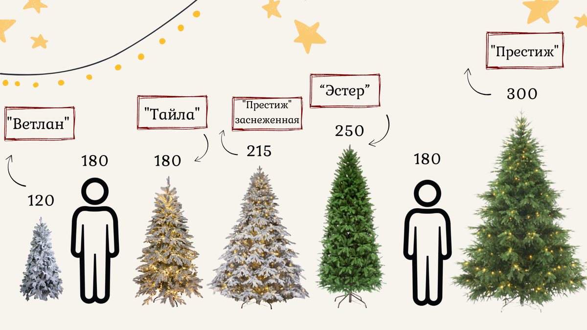 Сравнение елок LuxElka с человеческим ростом 