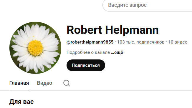 Шапка канала на Youtube выглядит так. Сейчас на канале 103 тысячи подписчиков и 10 видео.