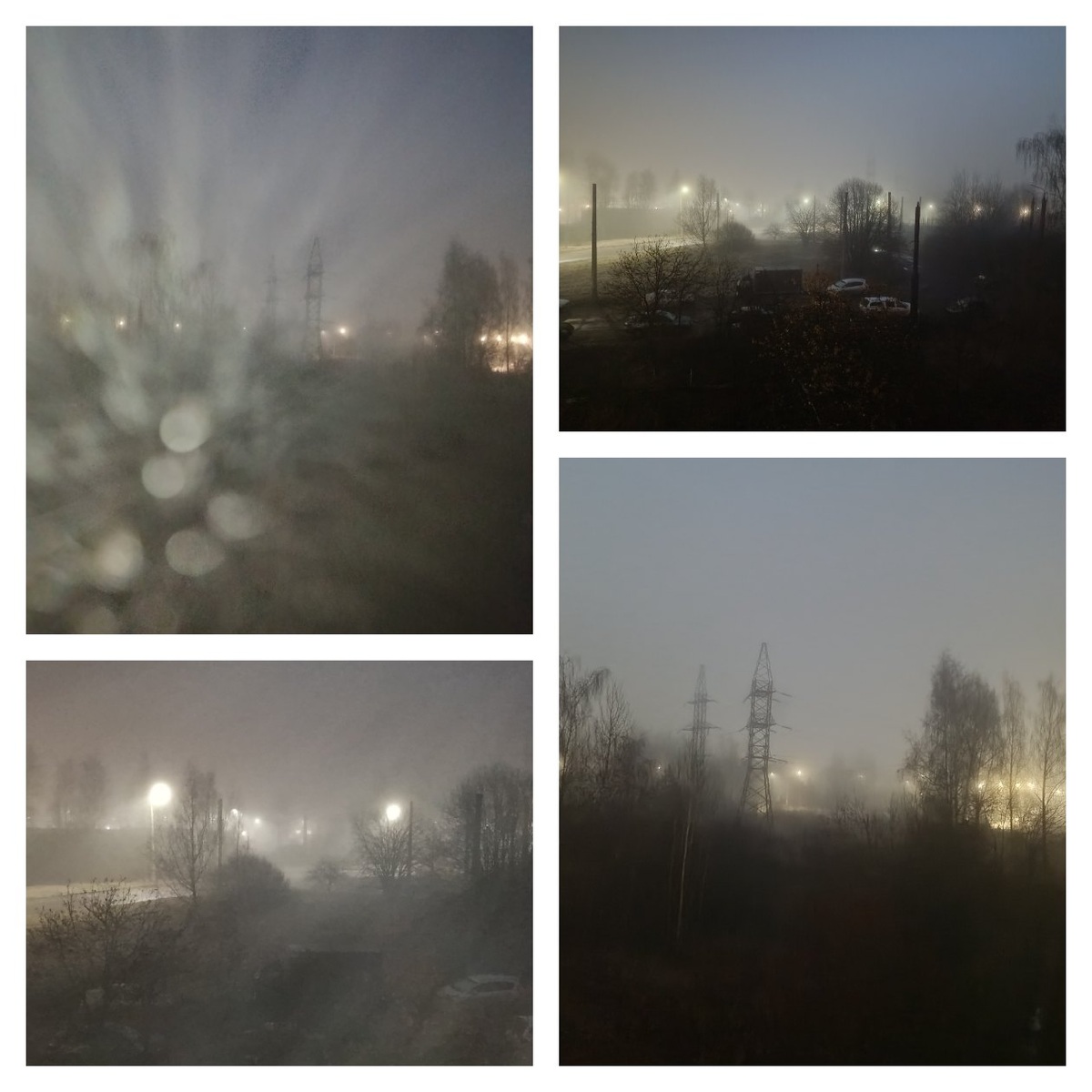 Коллаж из фотографий, сделанных в 7 утра, слева со вспышкой, справа без неё