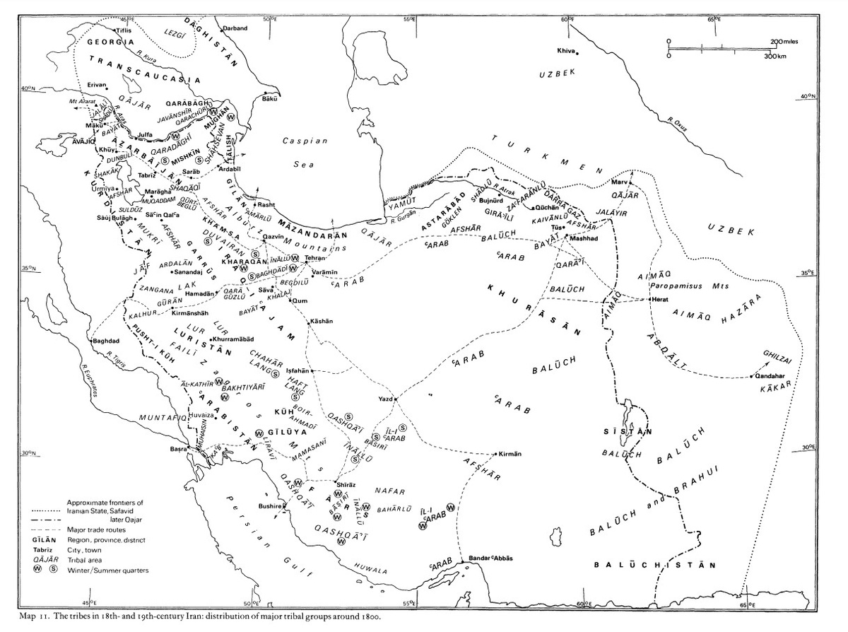 На фото: Лезгины/Дагестан // The tribes in 18th- and 19th-century Iran distribution of major tribal groups around 1800.