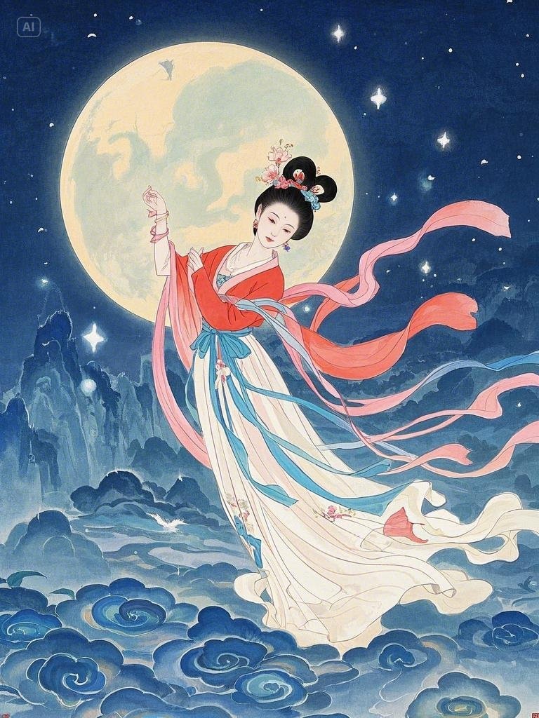 Одно из самых часто встречаемых изображений Чанъэ