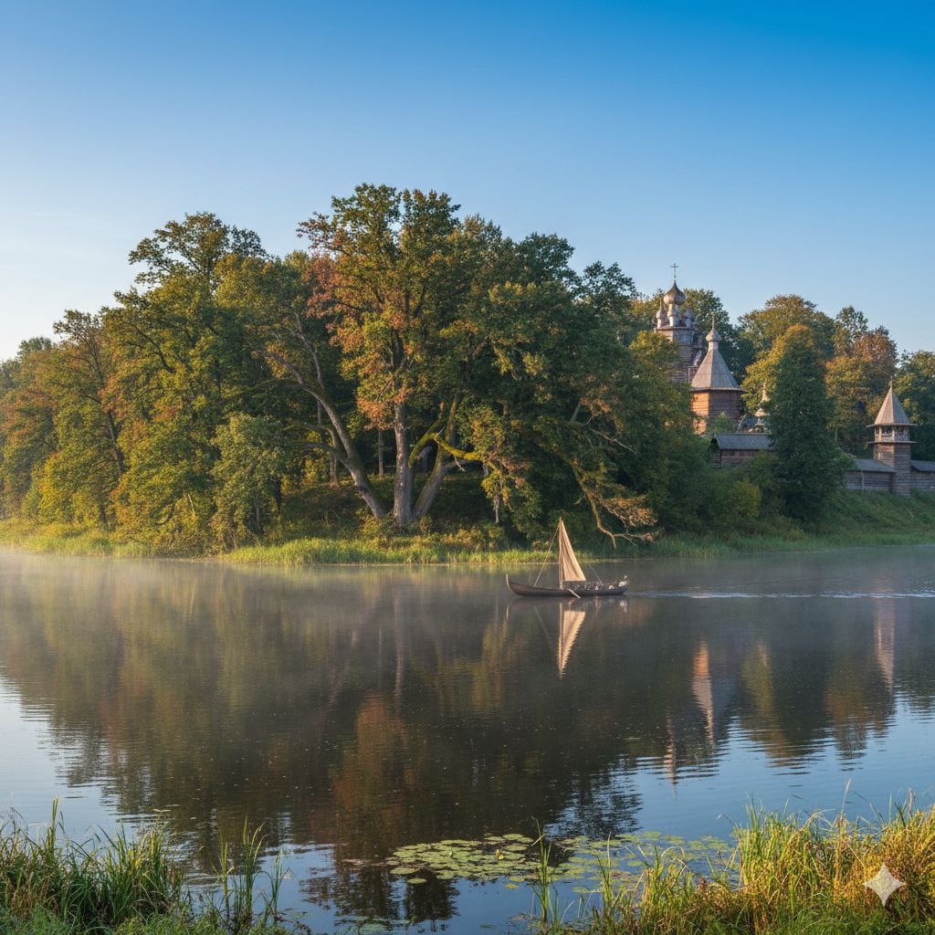 Олешье находилось на большом лесистом  острове, окруженном озерами и притоками. Отсюда был прямой выход в дельту Днепра и Черное море. 