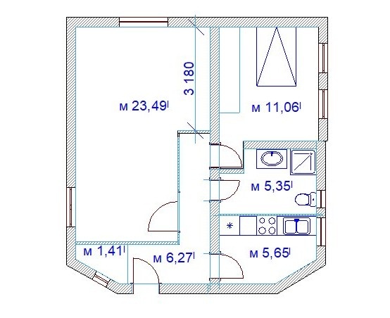 Померила квартиру и начертила. Делать фото на глазах у риелтора было не очень удобно
