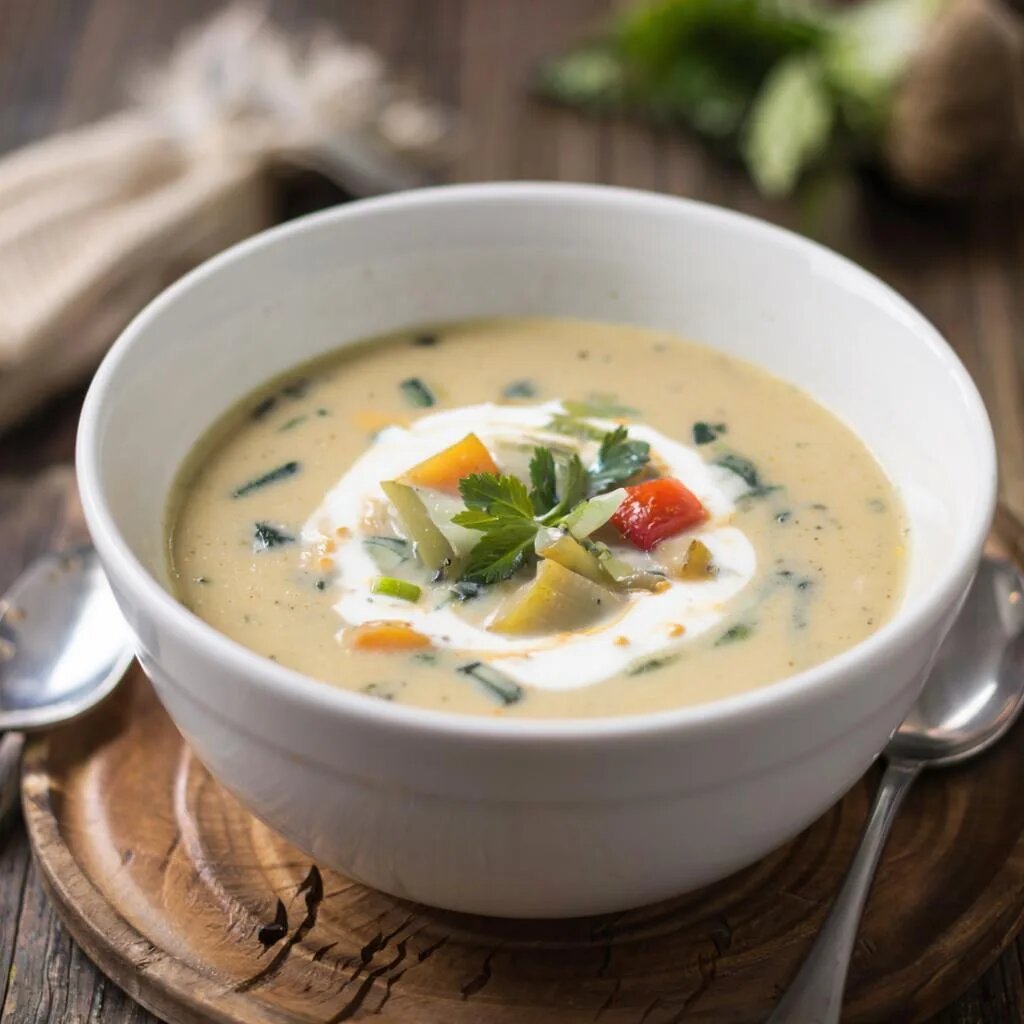 Рецепт "Овощной крем-суп со сливками"