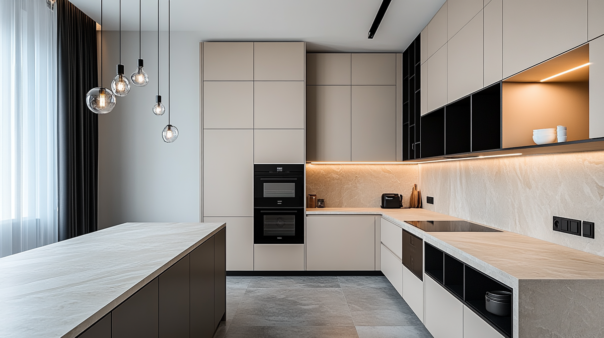    Бежевые кухни на заказ от производителя в Москве svkuhni77