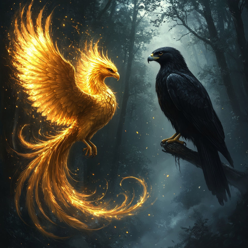 Ослепительная Жар-птица и  сокол Финист