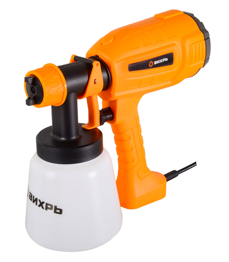 Краскопульт электрический ЭКП-400 Вихрь: 400 Вт, 0.7 л/мин, бак – 0.8 л