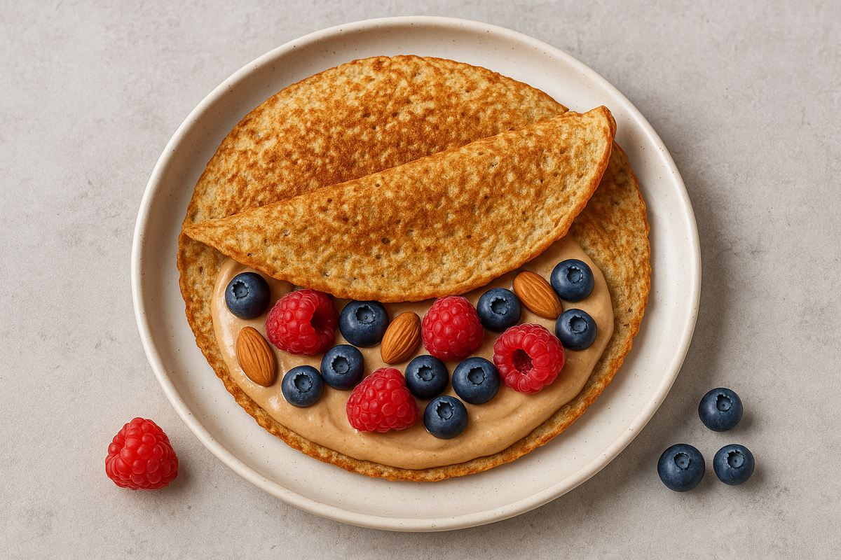 🥞 Овсяноблин с ягодами и миндальным кремом. Вариант сервировки