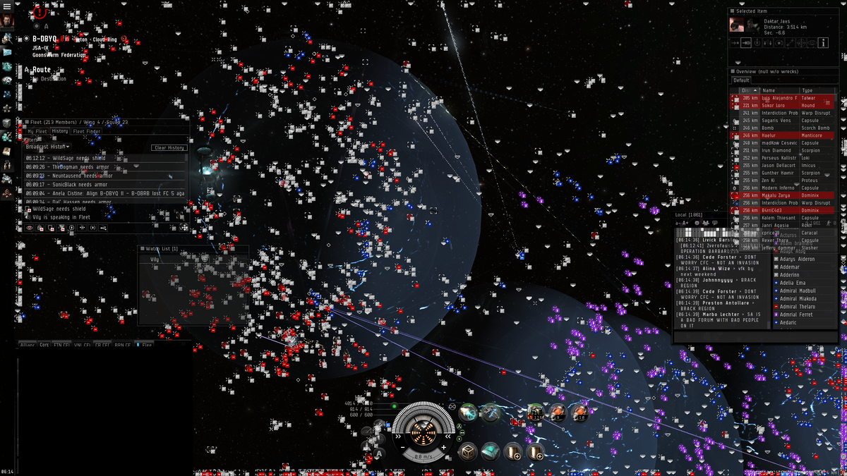 Карта войны EVE online. Каждая точка-это отдельный корабль.