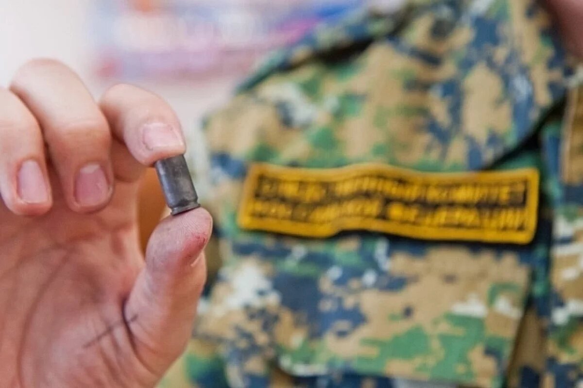    Пуля вылетела из заряженного ружья, которое охотник снимал с плеча.