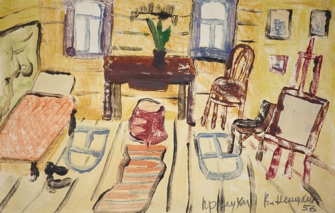 Владимир Немухин. Прилуки. В большой комнате 1956. Государственная Третьяковская галерея