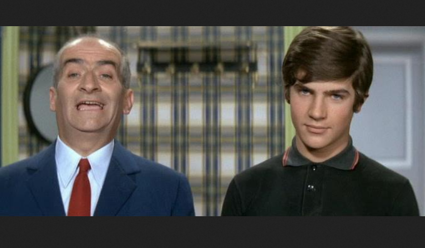 Оливье де Фюнес со своим отцом Луи де Фюнесом в фильме "Большие каникулы"