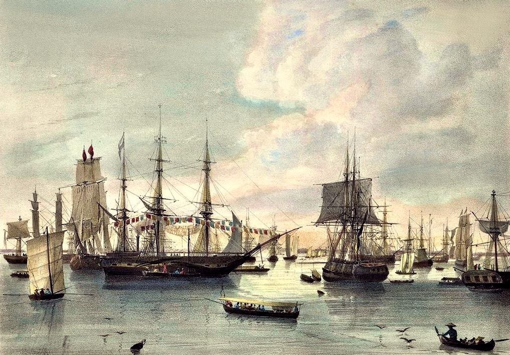 Рейд порта Батавия в середине XIX века 