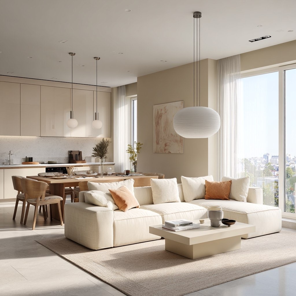 бежевый интерьер от студии дизайна Bobogroup