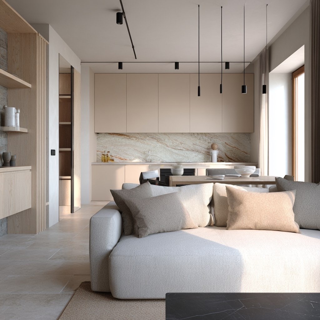 бежевый интерьер от студии дизайна Bobogroup